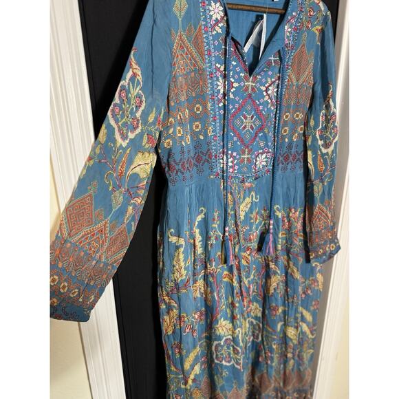 NEW Soft Surroundings‎ Mirapani Embroidered Floral Midi Dress M Boho - Picture 2 of 12